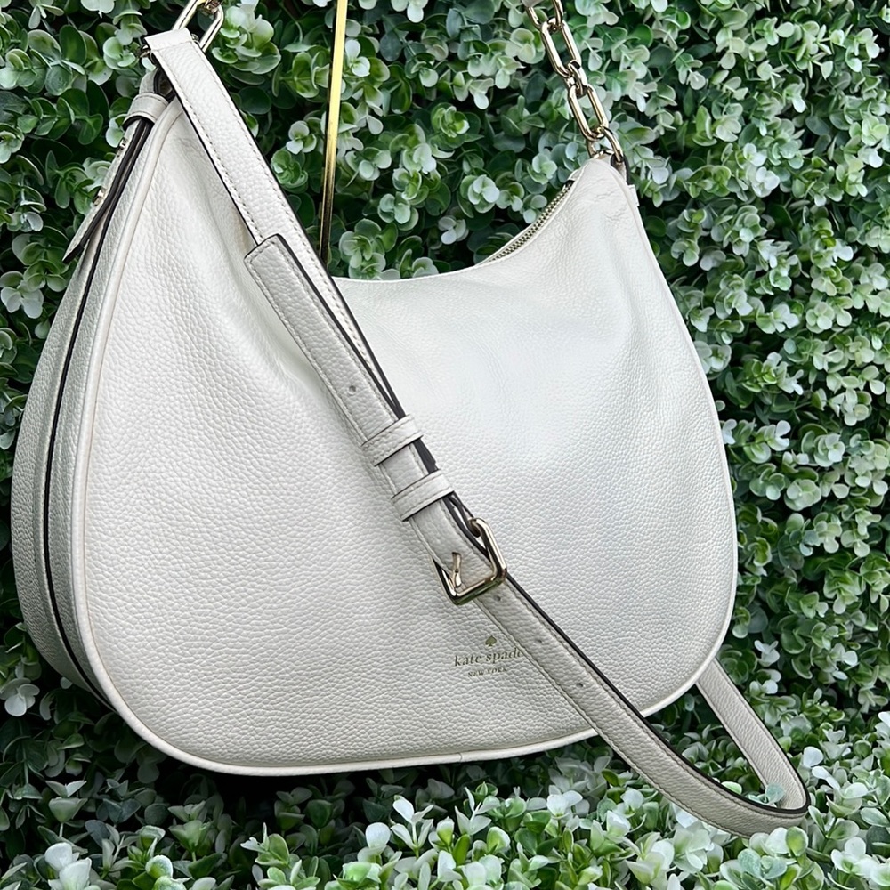Kate Spade Pebbled Leather White Vivian Hobo Bag - Picture 5 of 17